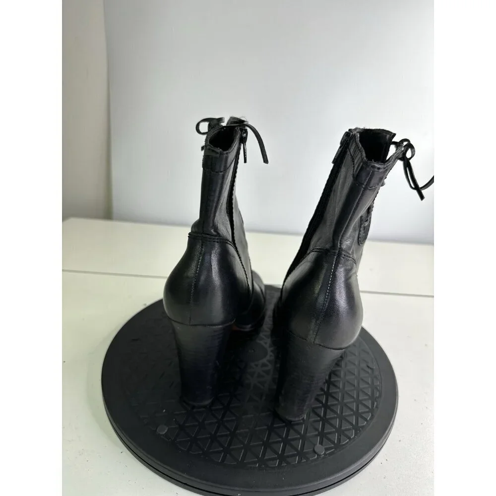 Vtg Nine West Genuine Leather Heeled Square Toe Boots 90s Y2K Sz 9 M
